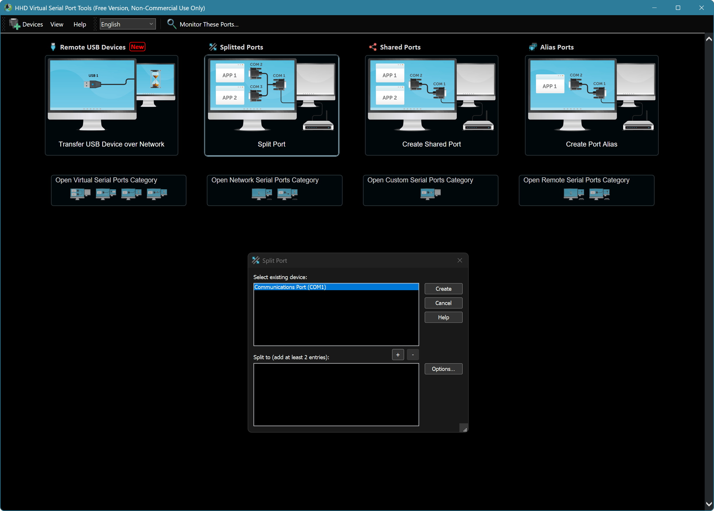 Free Serial Ports Splitter Management Utility